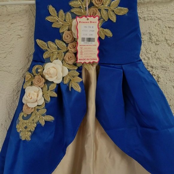 Cotton Lining Girls Wedding Party Dress, Blue, 100 - Picture 2 of 6